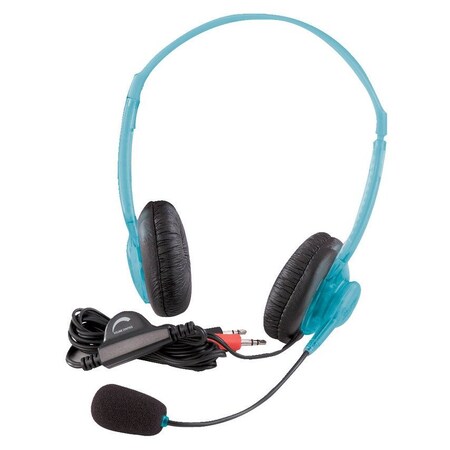 Califone LIGHTWEIGHT STEREO ON-EAR HEADSET W/VOLUME CONTROL - DUAL - 3.5MM - 3064AV-BL - BLUE - EACH 3064AV-BL